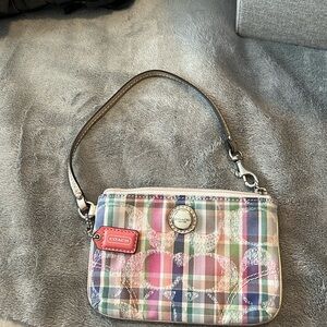 Coach Plaid Wristlet